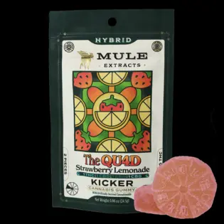 (each) Mule - 100mg 2-Piece Strawberry Lemonade "'The QUAD' 1:1:1:1 THC CBD CBG CBN Kicker (Hybrid)