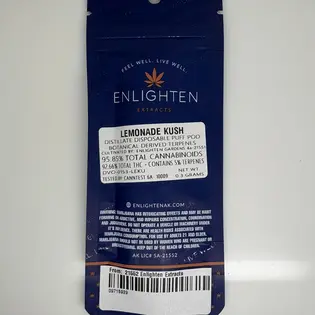 (g) Lemonade Kush 0.3g Disposable By Enlighten Extracts