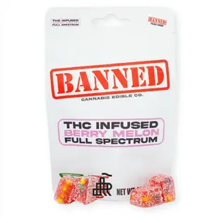 (3.0g) BANNED EDIBLE CO. | BERRY MELON - 200MG GUMMIES 4PK | HYBRID
