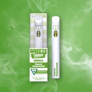 (1.0g) Breeze | Disposable Vapor Cart | Balance THC:CBD | Peach Pearadise | 1g