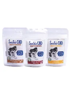 (each) Suzie's CBD - Peanut Butter & Carob Soft Chews for Dogs 10pk - 20mg