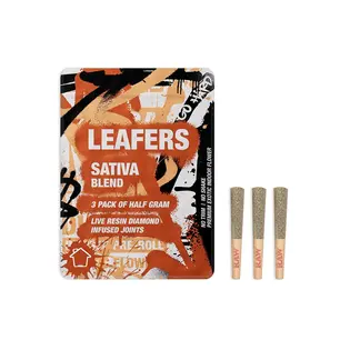 (each) Leafers Infused Live Resin Diamond Preroll .5g 3 PK Sativa Blend