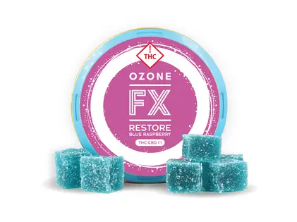 (0.11g) Blue Raspberry FX Restore 1:1 THC:CBD Soft Chews | 10 Pack