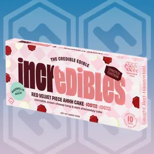 (0.1g) Magnolia Bakery 1:1 Red Velvet Piece Ahhh Cake Bar + CBD | Chocolate | 10 pack | 100mg THC / 100mg CBD