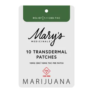(0.1g) 10mg Transdermal Patch 10pk [100mg] | "Relief" 1:1 THC:CBD