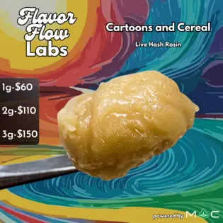(1.0g) Cartoons & Cereal Live Hash Rosin | 1g | 87.48% TAC 7.39% Terpenes