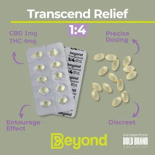 (0.08g) Beyond Soft Gel Capsules: Transcend | 1:4 CBD:THC Capsules