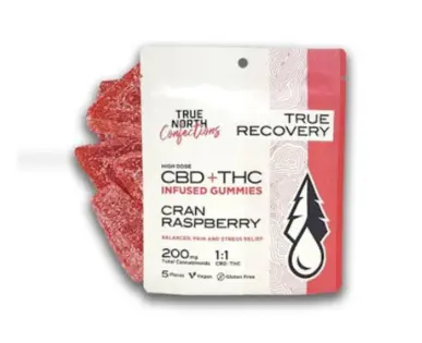 (0.2g) CRAN RASPBERRY | TRUE RECOVERY GUMMIES | 1:1 THC/CBD 100MG/100MG