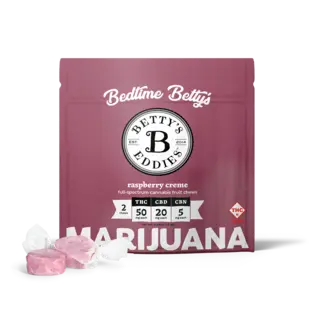 (0.1g) BETTY'S EDDIES - CHEWS - 100MG THC / 200MG CBD / 50MG CBN - 2PK - BEDTIME BETTY'S - RASPBERRY CREME