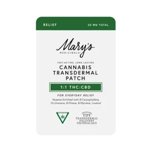 (0.01g) Mary's Medicinals | Transdermal Patch Relief 1:1 CBD:THC | 10mg:10mg
