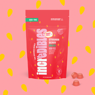 (0.1g) 1:1 Strahhhberry + CBD | Gummies | 10 pack | 100mg THC / 100mg CBD