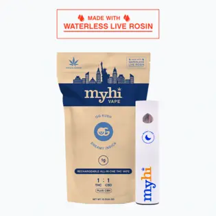 (1.0g) OG Kush Indica (1:1 THC:CBD + CBN) - Waterless Rosin AIO Disposable Vape - 1g