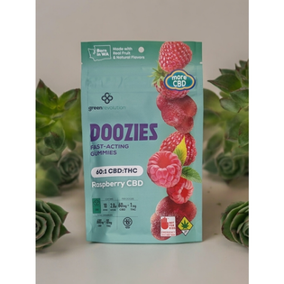 (80.0g) 610mg 60:1 CBD:THC Raspberry Gummies - Dooziez