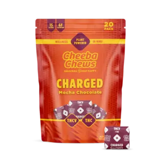 (each) Cheeba Chews | Charged Mocha Chocolate Taffy 2:1 THC:THCv | 100mg