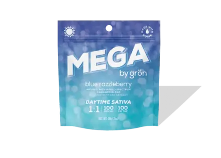 (each) Gron | Blue Razzleberry 1:1 100mg THC: 100mg CBG Mega | 1pk