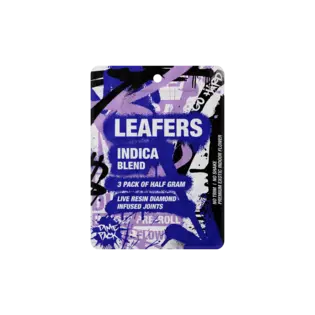 (each) Leafers Infused Live Resin Diamond Preroll .5g 3 PK Indica Blend