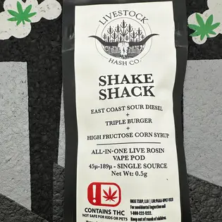 (g) Shake Shack Live Rosin Disposable