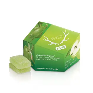 (each) Boxed Sour Apple Gummy (100mg) - 10 piece - Wyld