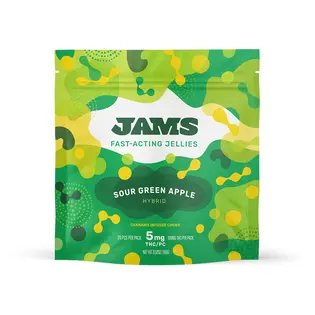 (each) Jellies Fast-Acting Sour Green Apple Gummies 100mg (20-Pack | 5mg Each)